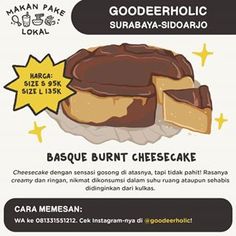 an advertisement for cheesecake with chocolate toppings