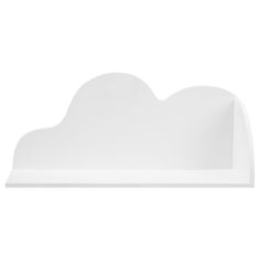 a white shelf that has a cloud shaped shelf on it's top and bottom