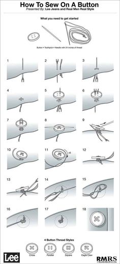 instructions for how to sew on a button