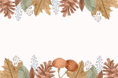 watercolor autumn background with leaves and acorns