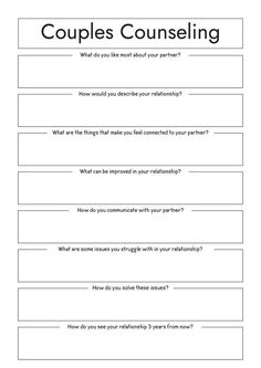 Marriage Counseling Worksheets, Organizing Thoughts, Marriage Therapy