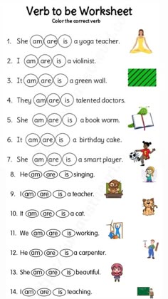 the worksheet for verb to be worksheet is shown in this image