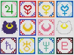 cross stitch pattern with different shapes and colors