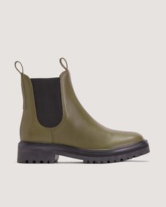 A Chelsea boot with a punk rock sole—pun intended. Designed with a chunky lug outsole, this platform style adds a cool attitude to any look. Extra Bonus Points: It has pull-on tabs for easy on-off, and we treated the leather with water-resistant spray, so a light drizzle won’t rain on your parade. Vegan Chelsea Boots, Designer Rain Boots, Olive Boots, Cool Attitude, A Punk, Lug Sole Boots, Saddle Brown, Flat Sneakers, Chelsea Boot