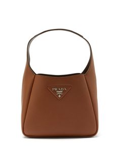 Prada Leather Tote, Shoulder Bag Prada, Prada Triangle, Prada Tote Bag, Bag Prada, Brown Shoulder Bag, Miuccia Prada