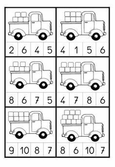 the printable worksheet for numbers 1 - 10, including trucks and cars