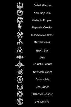 the star wars symbols are shown in black and white