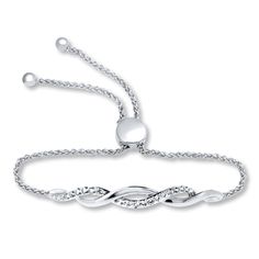 A row of lab-created white sapphires decorates intertwined ribbons of sterling silver in this lovely bolo bracelet for her. The bracelet is adjustable up to 9.5 inches. Heart Shaped Diamond Ring, Bracelet For Her, Bolo Bracelet, White Bracelets, Heart Shaped Diamond, Sapphire Earrings, Freshwater Cultured Pearls, Sapphire Stone, Silver Earring