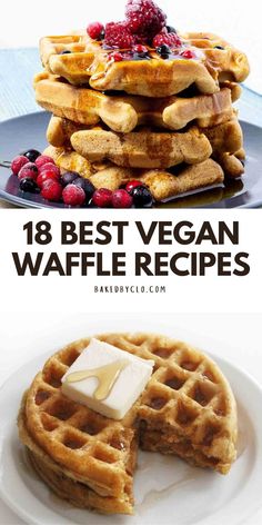 the best vegan waffles for breakfast and brunch with berries on top