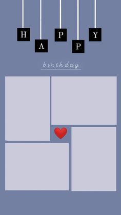 a happy birthday card with a red heart on it