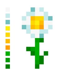 an image of a pixelated flower with different colors on it's petals and stems