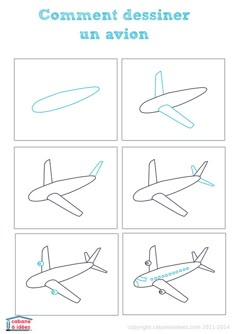 the instructions for how to draw an airplane in four different ways, including one plane