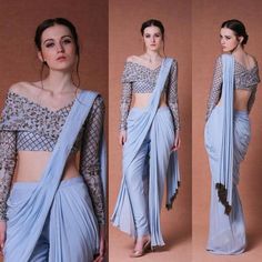 Western Dresses For Girl, Dhoti Saree, Saree Wearing Styles, Blouse Back Neck Designs, Ghagra Choli, Stylish Sarees