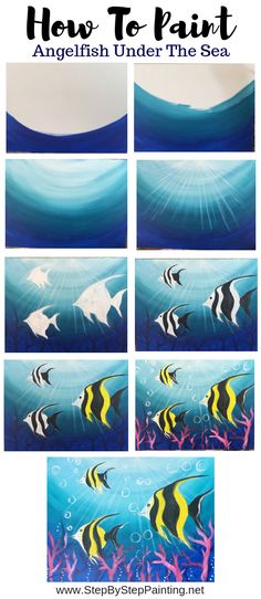 how to paint angelfish under the sea with step by step painting instructions for kids