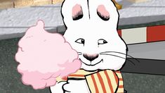 a cartoon bunny eating an ice cream cone