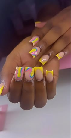 Acrylic Nail Set, Drip Nails, Colored Acrylic Nails, Girly Acrylic Nails, French Tip Acrylic Nails, Simple Acrylic Nails, Short Square Acrylic Nails