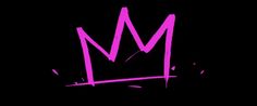 a pink crown on top of a black background with the word'm'in it