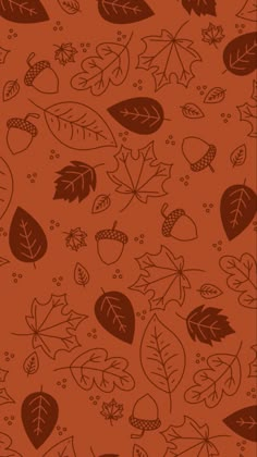 an orange background with brown leaves and berries on the bottom right corner, which is also red