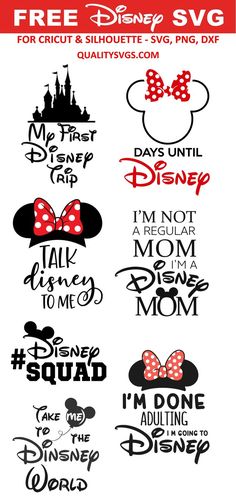 disney svg files for cricut and silhouettes, including mickey mouse ears