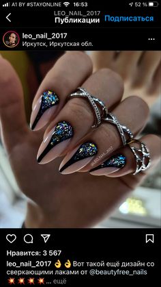 Almond Nails For January, Chrome Foil Nails, Funky Nail Ideas Fun, Gaudy Nails, Cathedral Nails, Glitzy Nails, Glitter Fade Nails, January Nail Designs, Almond Acrylic Nails Designs