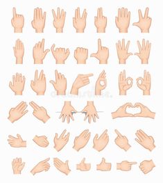 hands with different gestures on white background - stock photo - images gratifications