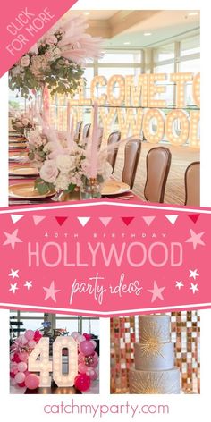 hollywood party ideas with pink and white decorations