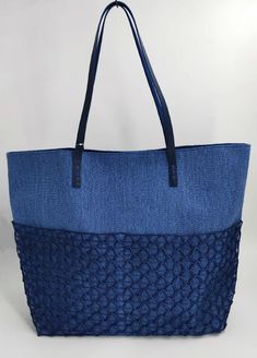 Enjoy a day at the beach or pool with our beach bag! Canvas Bucket Beach Bag For Vacation, Navy Tote Bag, Tulle Crafts, Fabric Rolls, Fuzzy Fabric, Totes Bag, Work Handbag, Pool Bags, Beach Side