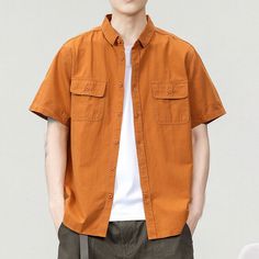 Japanese Fashion Mens Cotton Top Work Shirts Color: Orange,Khaki,White,Gray Material: Cotton Blend Asian Size: M L XL XXL 3XL M: Length 70cm/ 27.5inch, Bust 98cm/ 38.6inch L: Length 71cm/ 27.9inch, Bust 102cm/ 40.1inch XL: Length 72cm/ 28.3inch, Bust 106cm/ 41.7inch XXL: Length 74cm/ 29.1inch, Bust 110cm/ 43.3inch 3XL: Length 75cm/ 29.5inch, Bust 114cm/ 44.8inch Payment Method:  All kinds of payments Shipping: I ship it to US with Standard Speedpak,it usuall need 12-18 working days Contact with Orange Shirt Outfit Men, Orange Outfits Men, Button Up Shirt Outfit Mens, Orange Outfit Men, Japanese Fashion Casual, Orange Outfit, Open When