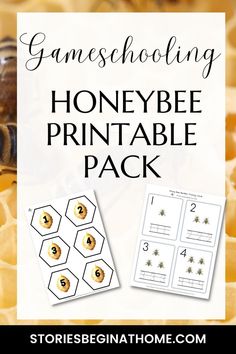 bees and honeybees printable pack with text overlay reading gameschooling