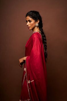 Maroon saree featuring pitta, cutdana and butti work. Paired with an embroidered sleeve blouse and a petticoat. - Aza Fashions Maroon Saree, Embroidered Saree, Blouse For Women, Saree With Blouse, Petticoat, Aza Fashion, Pure Silk, Sleeve Blouse, Types Of Sleeves