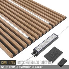 CWL 1707 | LED Lighting for wood panels Wood Panel Lighting, Wood Slat Ceiling, Contemporary Lodge, Wooden Accent Wall, Ceiling Grid, Drop Ceiling, Lighting Concepts, Wire Lights, Led Panel Light