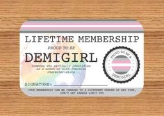 a gift card with the words,'life time membership proud to be dem girl '