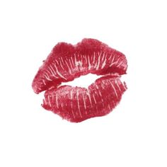 a red lipstick is shown in the shape of a kiss on a white background,