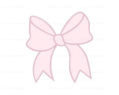 a pink bow with a large ribbon on it's side, in the shape of a