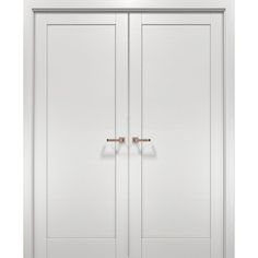 two white doors with handles on each side