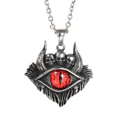 PRICES MAY VARY. Vintage necklaces for men: gothic punk oxhorn evil eye skull head element design Pendant size: 34mm*31mm (1.34"*1.22"); Weight: 22g Material: stainless steel, nickel free, hypoallergenic Our necklace is Great birthday, christmas, anniversary gift.perfect for classic business or formal wear 2 Months WARRANTY. Each item will come with a quality pouch. No matter what kind of jewelries you are looking for, for daily wear or for special occasion,  PAMTIER  can meet all your needs. Cool Necklaces For Men, Demon Skull, Hip Hop Vintage, Vintage Pendant Necklace, Magic Items, Element Design, Gothic Necklace, Vintage Necklaces, Neck Jewellery