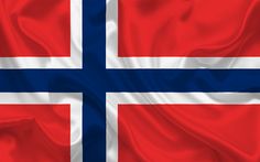 the flag of norway is waving in the wind and it looks to be very colorful