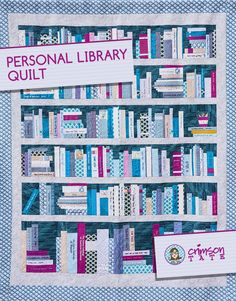 two children sitting on a bench in front of a book shelf quilted with books