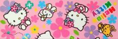 an image of hello kitty wallpaper with flowers and cats on it's pink background