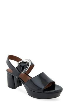 A gleaming buckle and slingback strap secure a versatile sandal lifted by a wrapped platform and chunky block heel. Synthetic or leather upper/synthetic lining/rubber sole Imported Chunky Block Heels, Anniversary Sale, Sandal Women, Chunky Heel, Chunky Heels, Platform Sandals, Block Heels, Ankle Strap, Rubber Sole