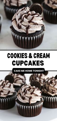 chocolate cupcakes with oreo cookies and cream frosting