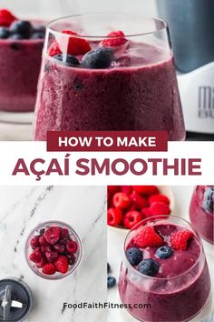 how to make acai smoothie with blueberries, raspberries and strawberries