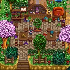 pequena decoração💚 Stardew Valley Farm Layout Perfection, Stardew Mines Decor, Stardew Valley House Layout No Mods, Stardew Aquarium Room, Stardew Valley Cubby Design, Stardew Valley Dining Room Ideas, Star Dew Valley House, Sdv Farm Ideas, Stardew 1.6 House Design