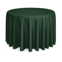 a dark green round tablecloth on a white background