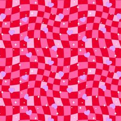 a checkered background with hearts and stars in the center, as well as pink squares