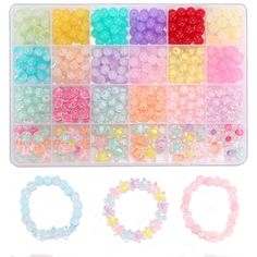 the bead kit is filled with different colors and sizes, including beads for making bracelets