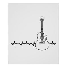 an acoustic guitar with heartbeats on the side poster print by artist and photographer mark taylor