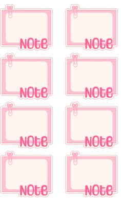 four pink note cards with the word note on them