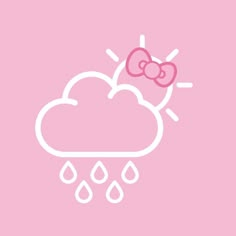 a pink hello kitty wallpaper with the sun and rain coming down on her head