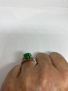 Vintage green nephrite jade Ornate German Silver ring, does not tarnish, NOT sterling Sizes 7, 8 or 9 All rings are shipped in a nice gift box. Check out our over a THOUSAND great reviews Engraving is $4 per letter and is not always perfect depending on the piece. It can take a few days if the jeweler is busy. This is payable to Paypal Judithsltd@gmail.com Classic Round Chrysoprase Rings, Green Opal Round Ring, Fine Jewelry Jade Ring As Gift, Green Jade Wedding Rings, Gia Certified Green Diamond Round Ring, Formal Green Hallmarked Opal Ring, Green Opal Gemstone Ring For Formal Occasions, Green Opal Ring For Formal Occasions, Classic Green Opal Ring For Formal Occasions